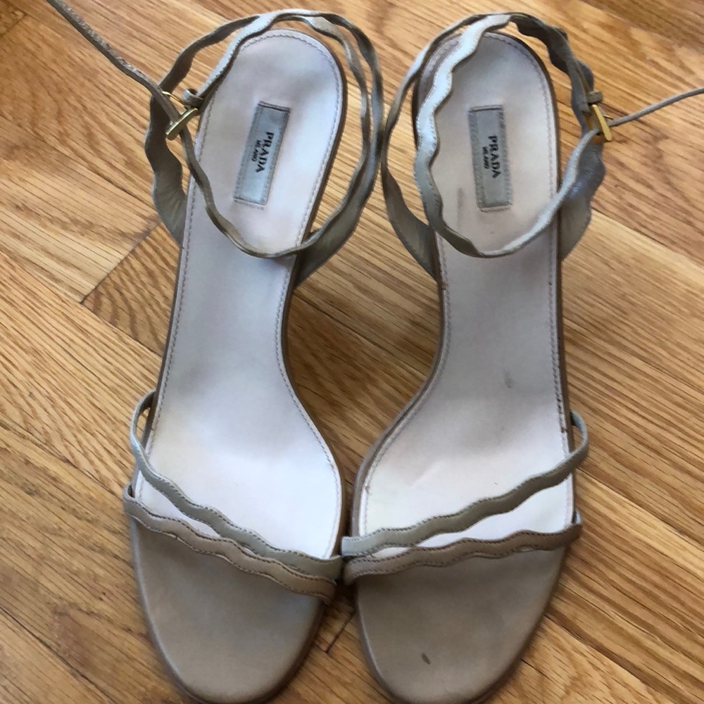 Prada Tan leather strappy heel